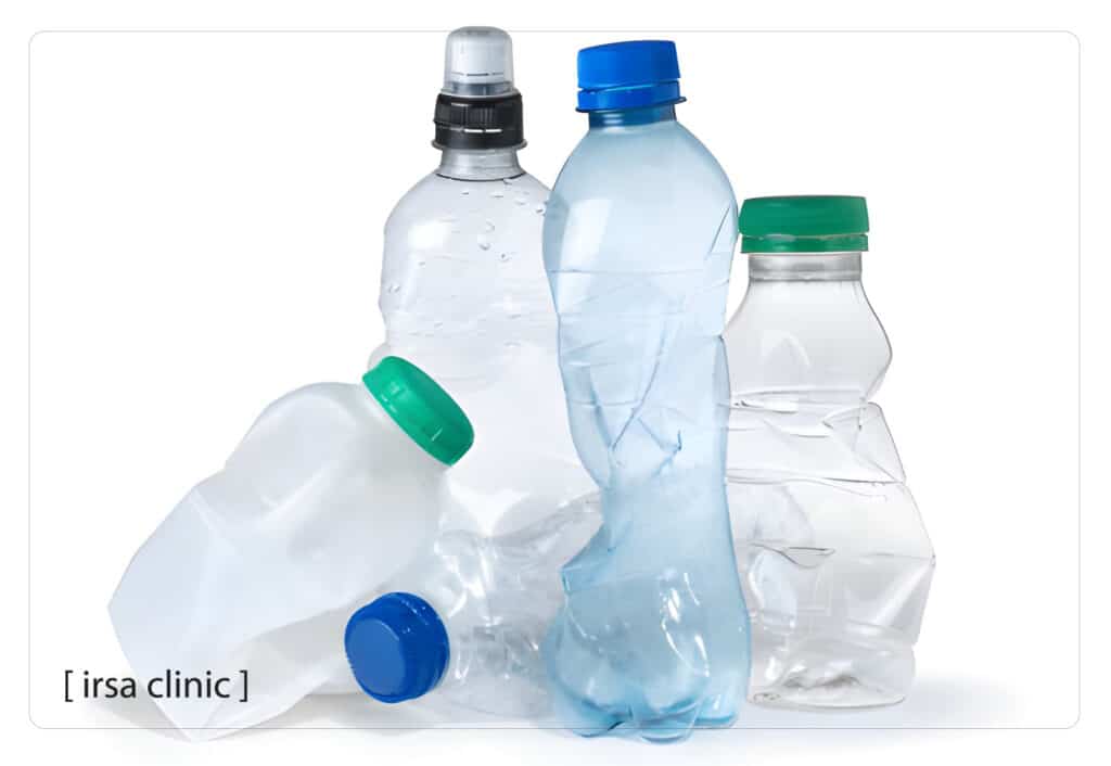 Double damage of plastic bottles when exposed to heat on skin, hair and vital organs