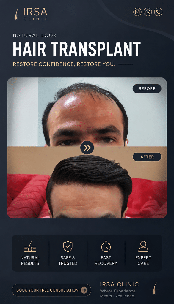 نمونه کار قبل وبعد کاشت مو در کلینیک ایرسا در شیراز
